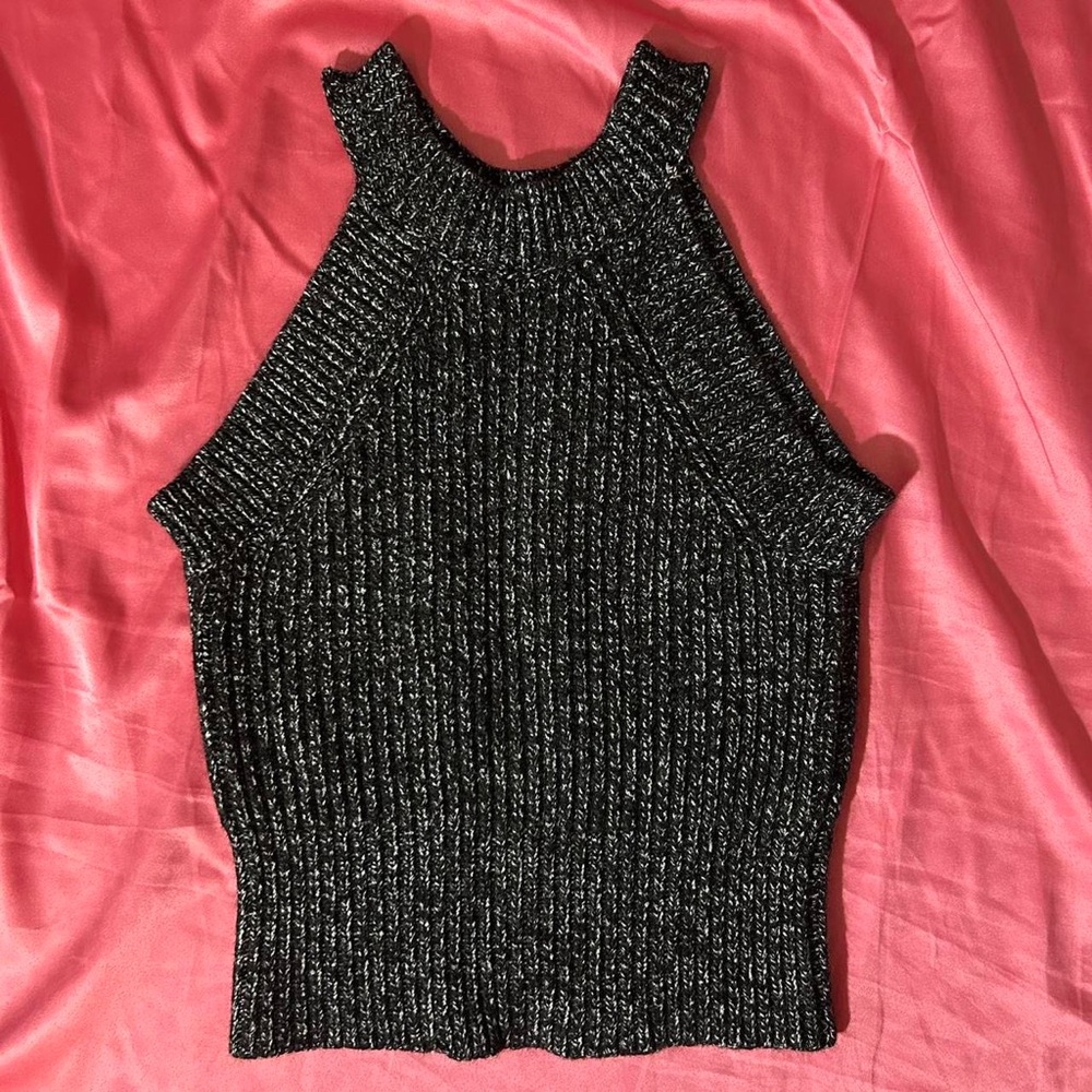 Black Sleeveless Ribbed Women's Top
